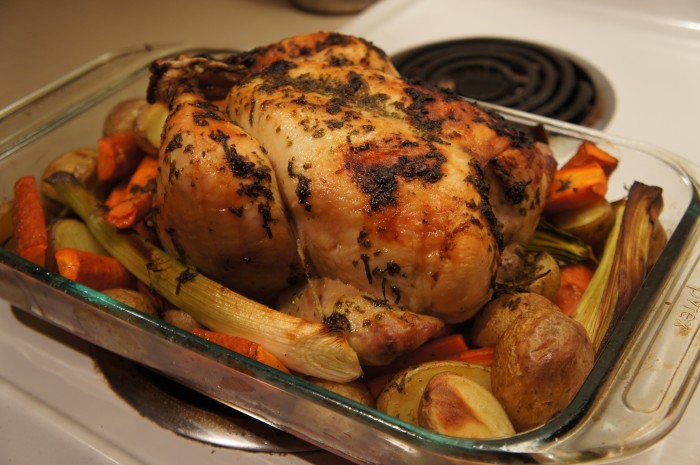 Whole Roasted Chicken with Veggies