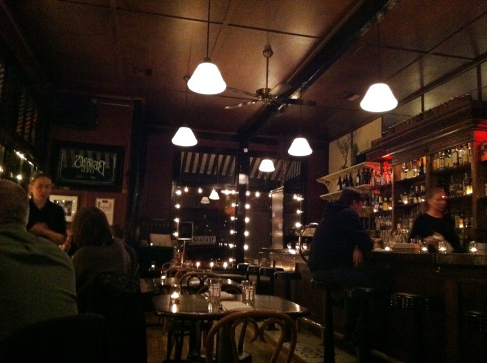 The lovely dining room at Besaw's, feeling cozy and warm.