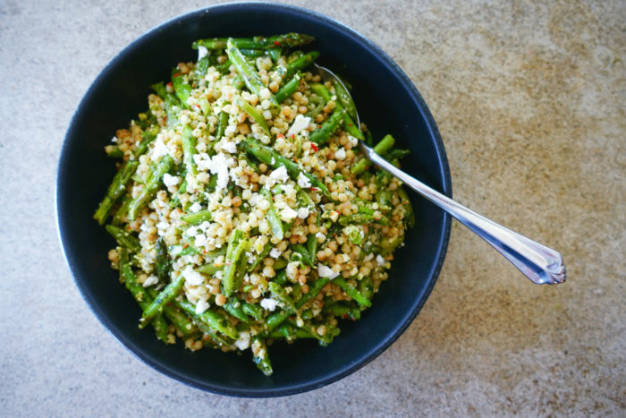 Israeli Couscous with Asparagus and Snap Peas | Serious Crust by Annie Fassler